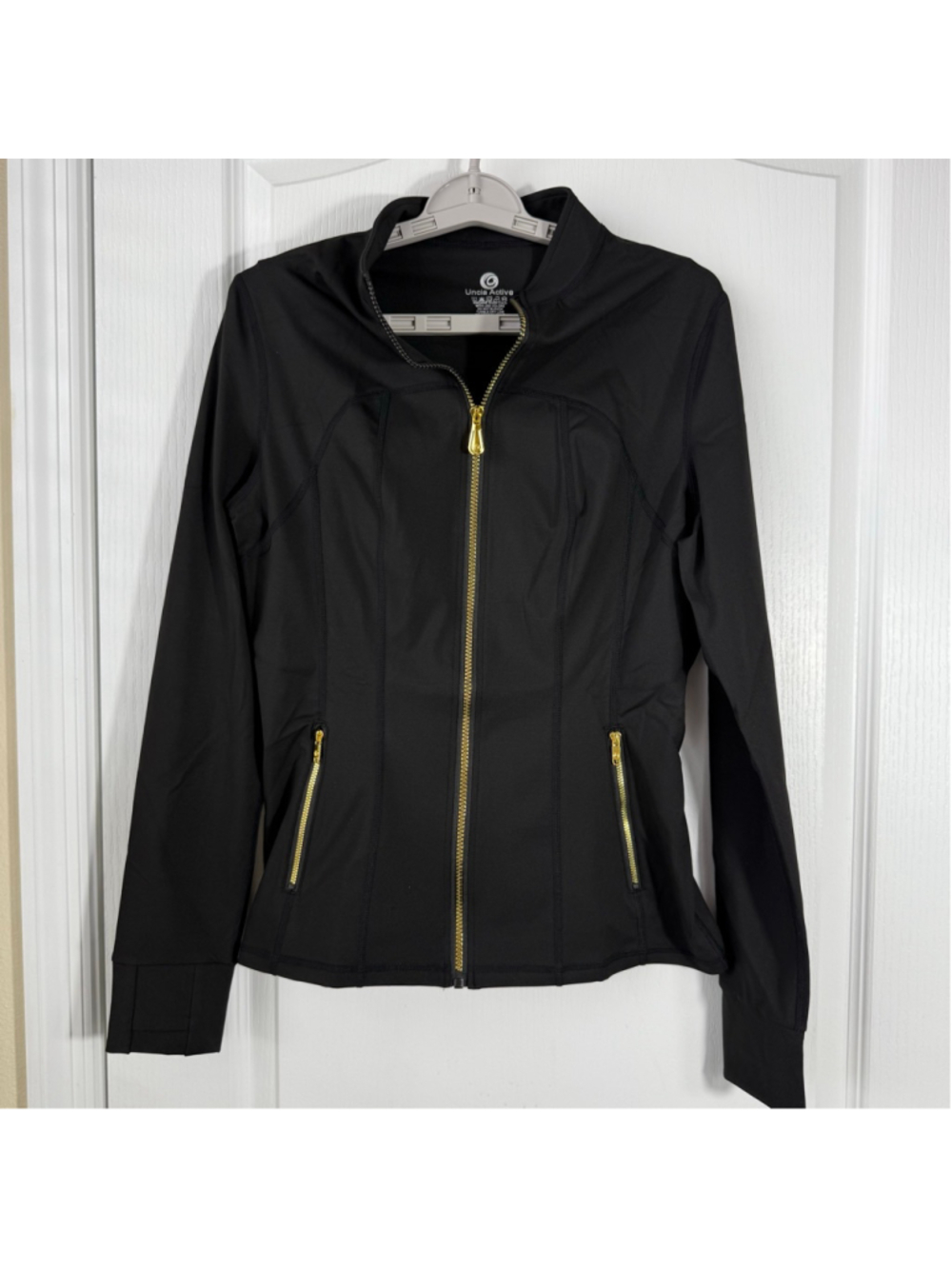 Women's Uncia Active Black Full Zip Jacket with Gold Zippers XL